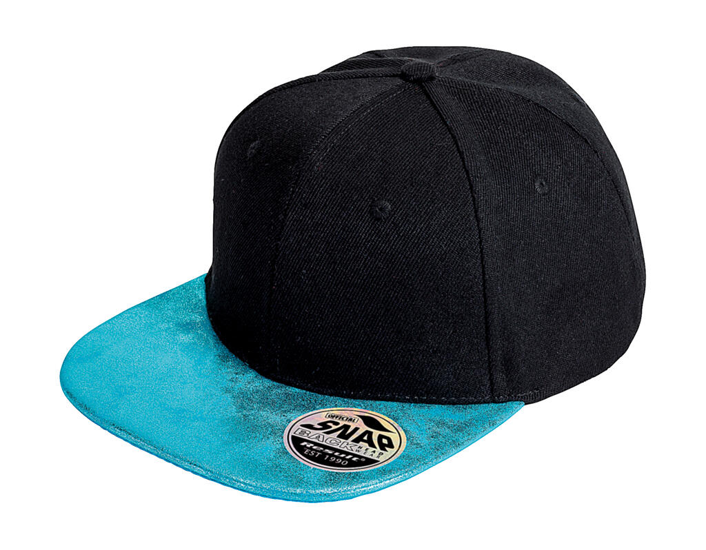 Gorra Snapback Bronx con visera plana brillante Black/Turquoise