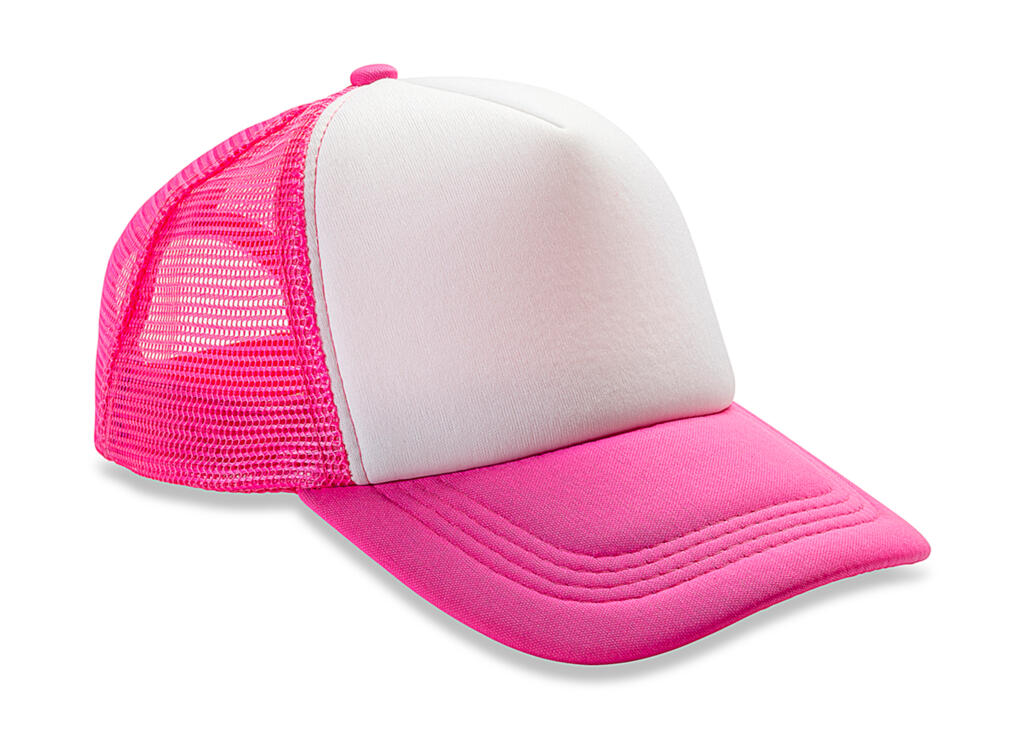 Gorra acolchada con ½ malla Super Pink/White