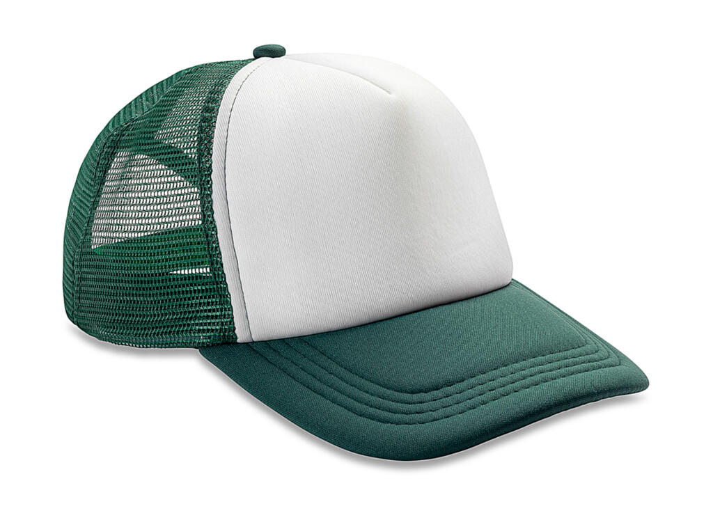 Gorra acolchada con ½ malla Bottle/White