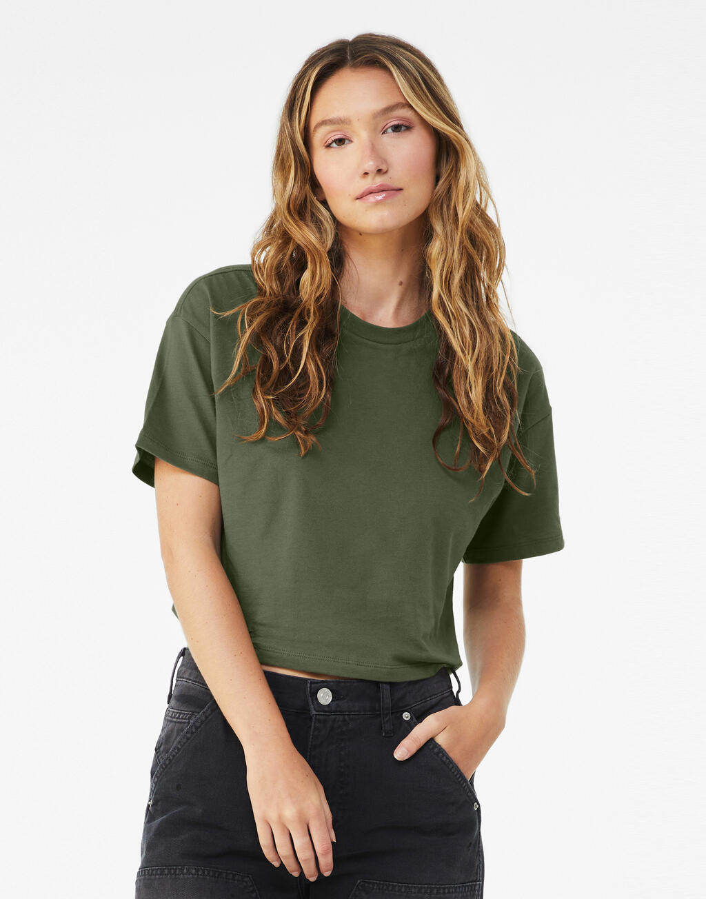 Camiseta corta de punto Mujer Military Green