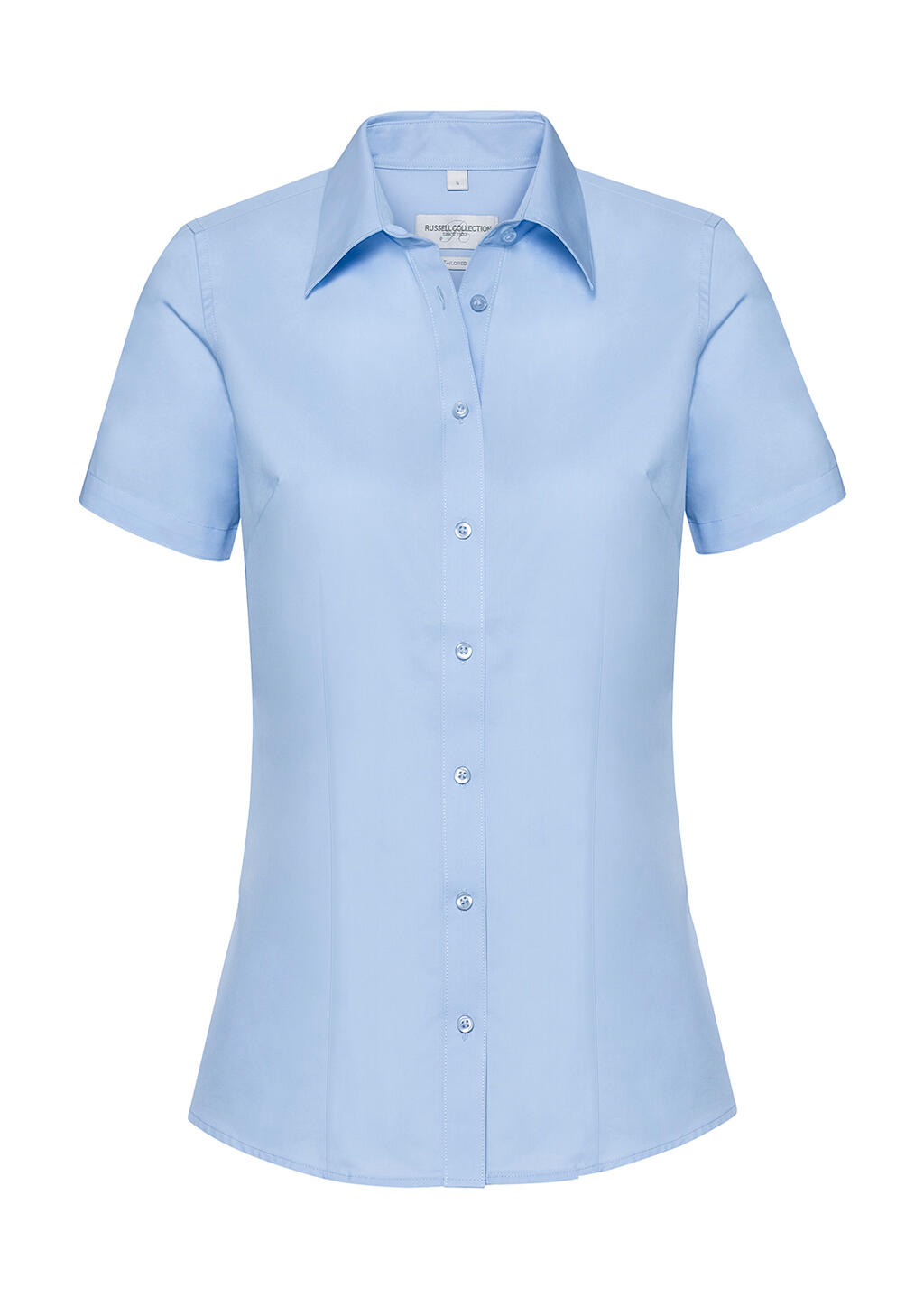 Camisa entallada manga corta Coolmax® mujer Light Blue