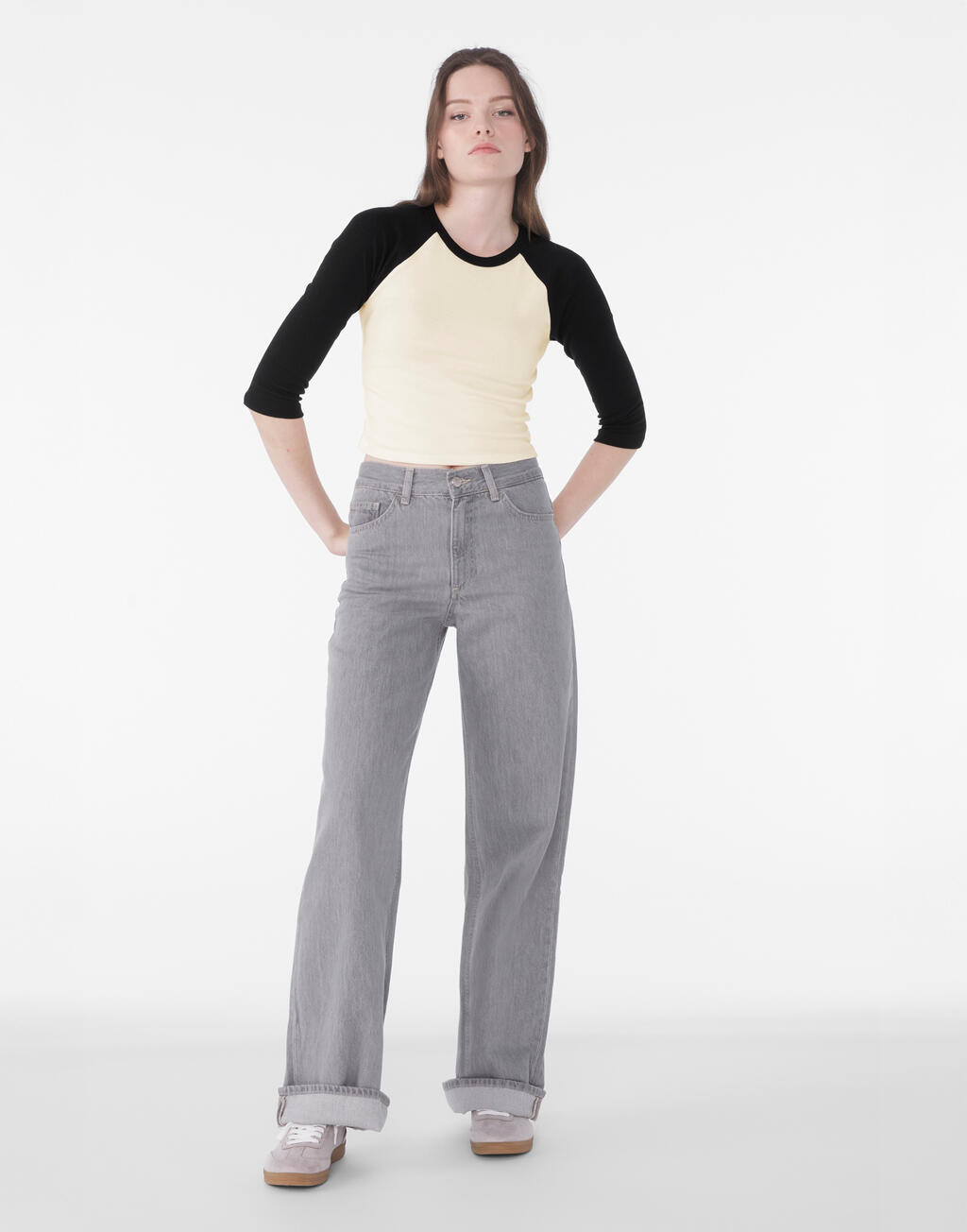  Bella Camiseta 3/4 raglán mujer Micro Ribotro