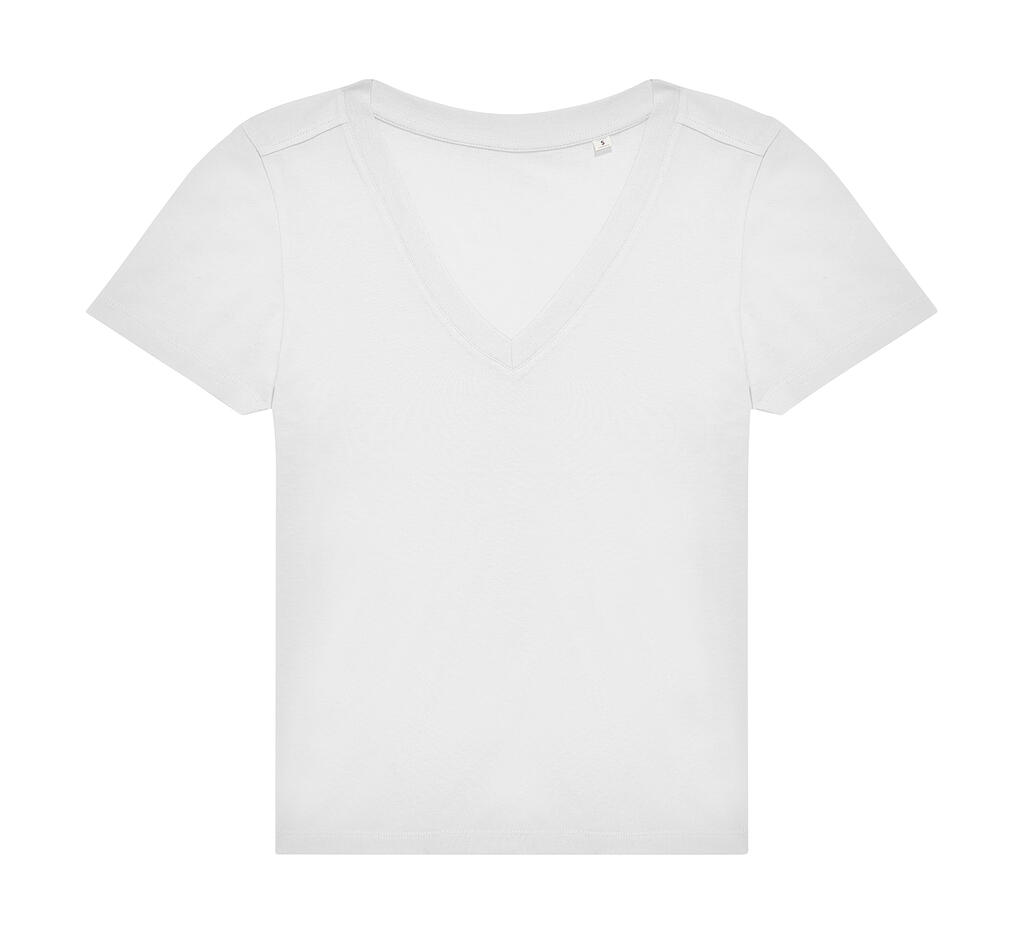 Camiseta con Cuello en V de Mujer #E150 White