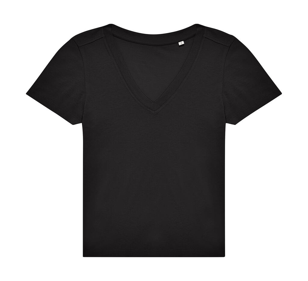Camiseta con Cuello en V de Mujer #E150 Black