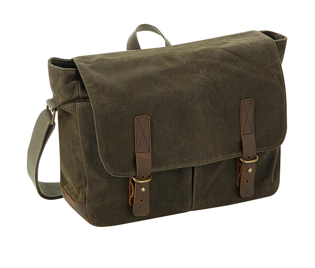 Mochila messenger Heritage de lona encerada Olive Green