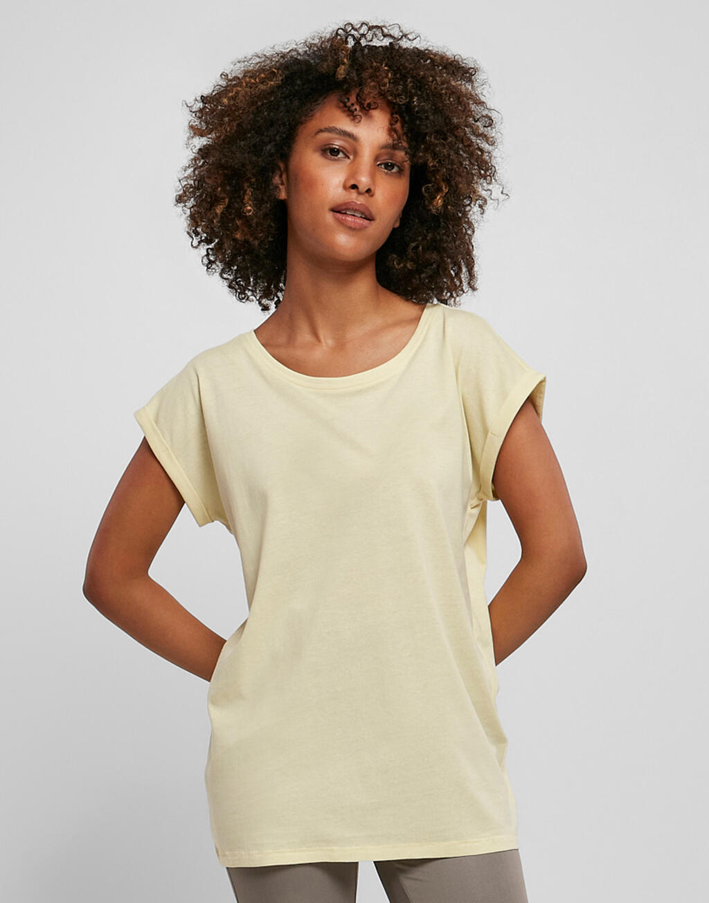 Ladies Extended Shoulder Tee Soft Yellow