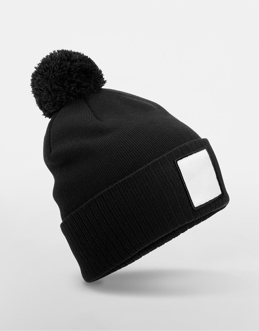 Gorro con Parche y Pompom Black/White