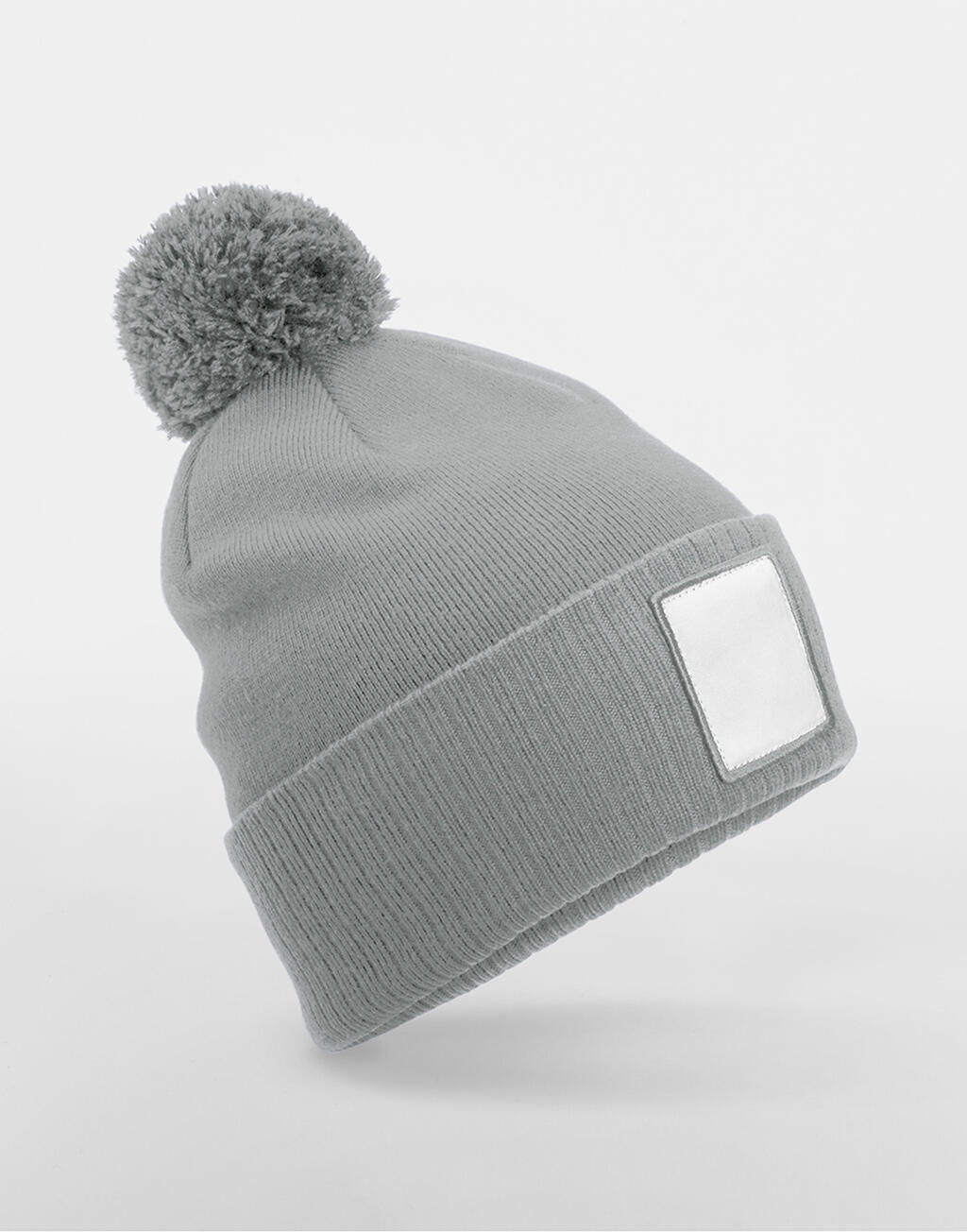 Gorro con Parche y Pompom Ash/White