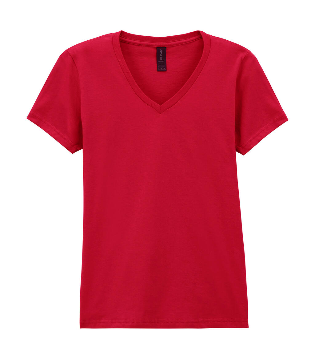 Camiseta Softstyle cuello V Mujer Cherry Red