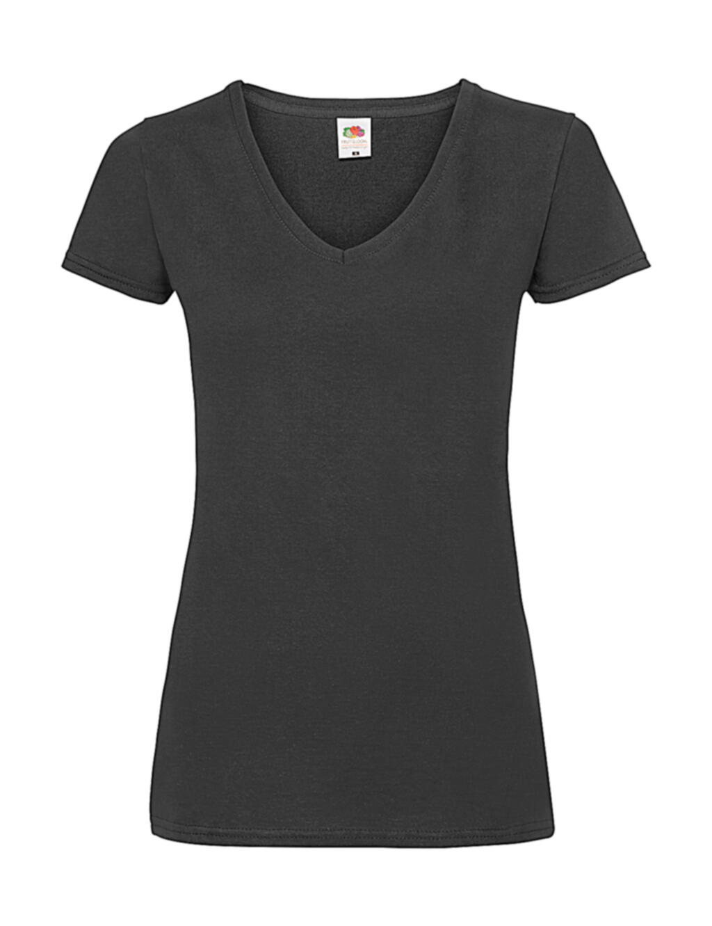 Camiseta cuello V Valueweight corte femenino Black
