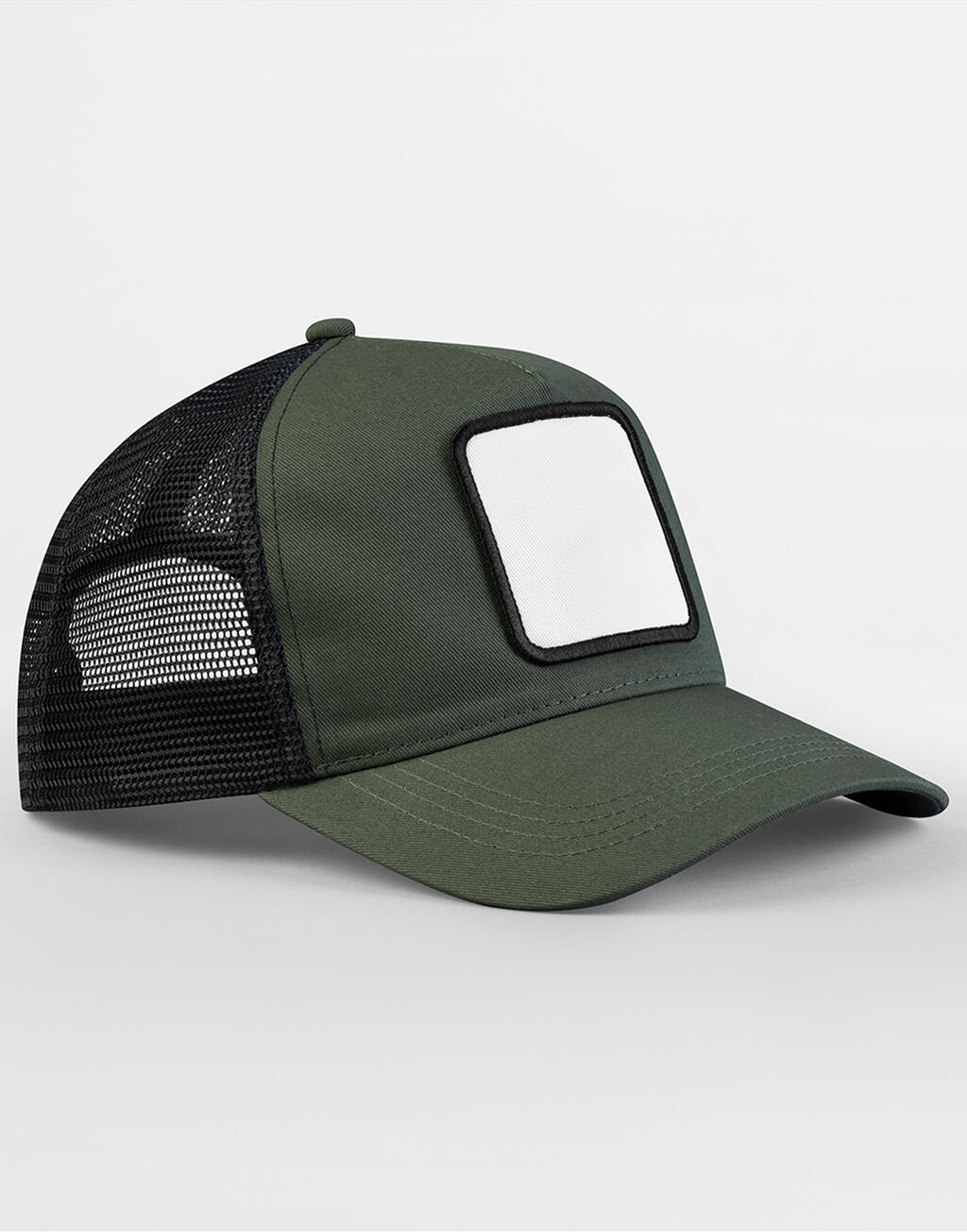 Gorra Trucker de 5 paneles Appliqué Patch Olive Green/Black