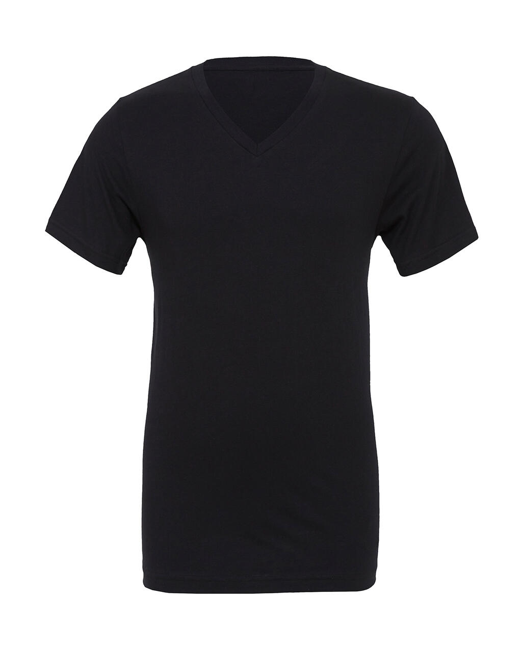 Camiseta cuello V unisex de punto simple Black