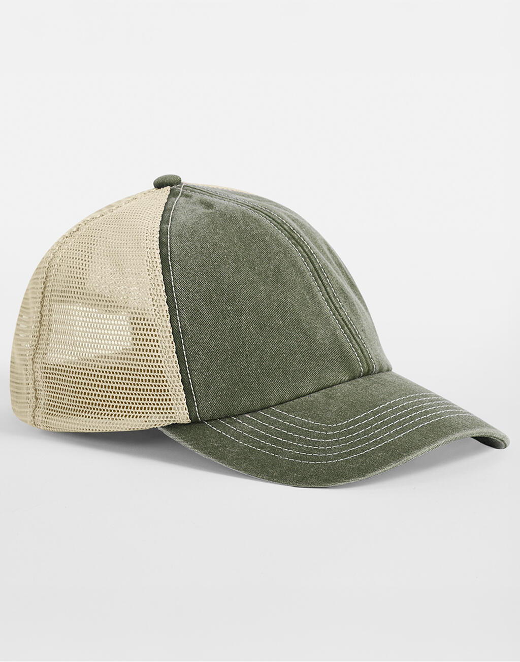 Gorra Trucker Vintage de 6 paneles Vintage Olive/Stone