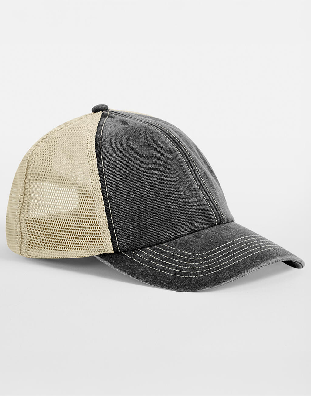 Gorra Trucker Vintage de 6 paneles Vintage Black/Stone