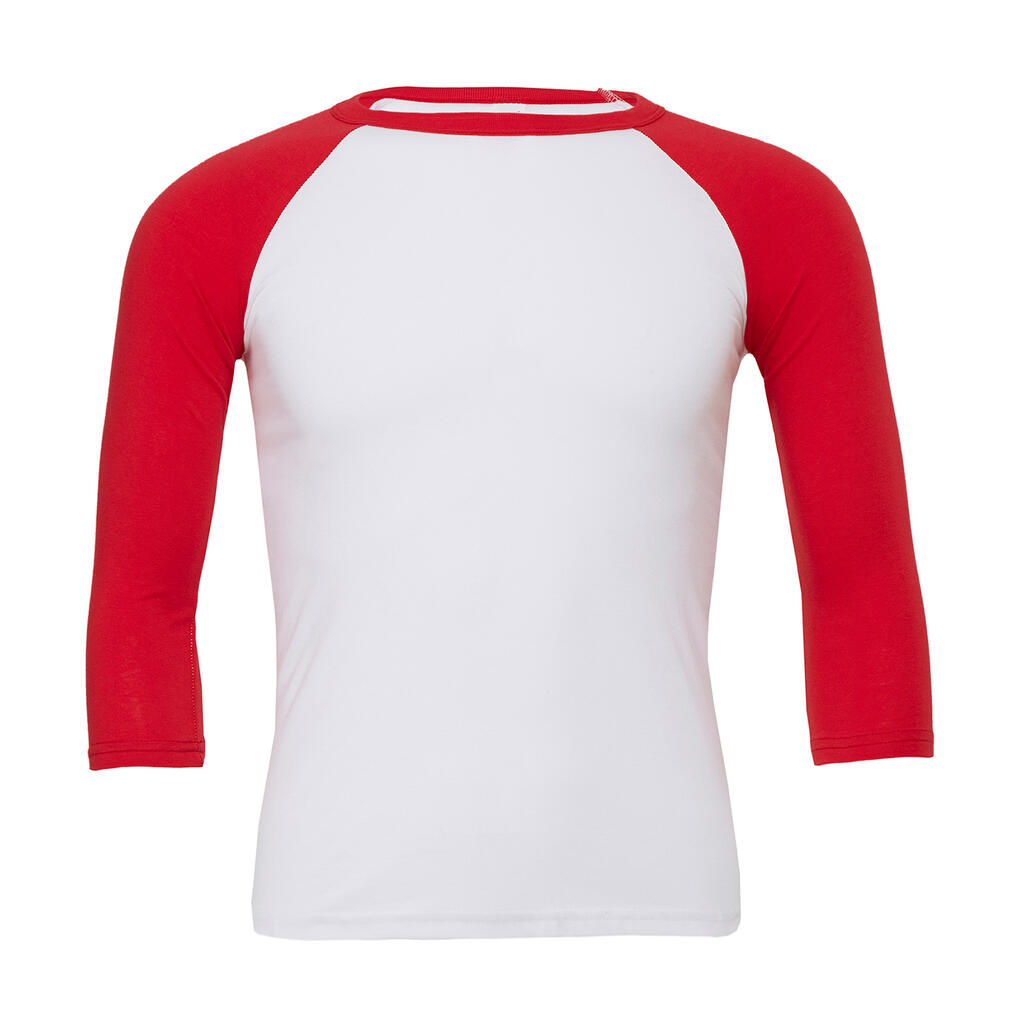Camiseta Baseball manga 3/4 unisex White/Red