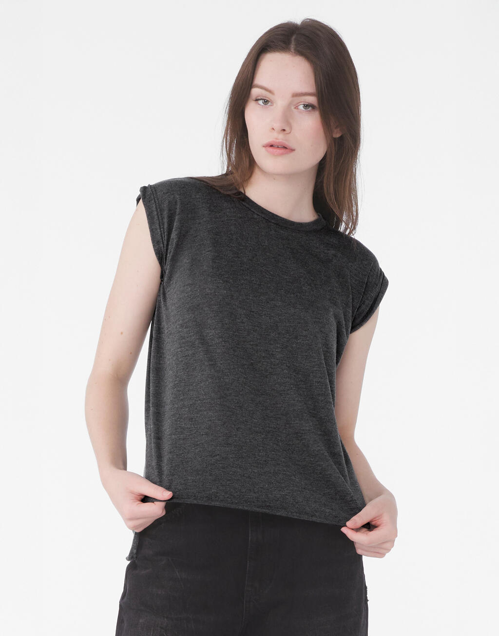  Bella Camiseta mujer manga enrolladasotro