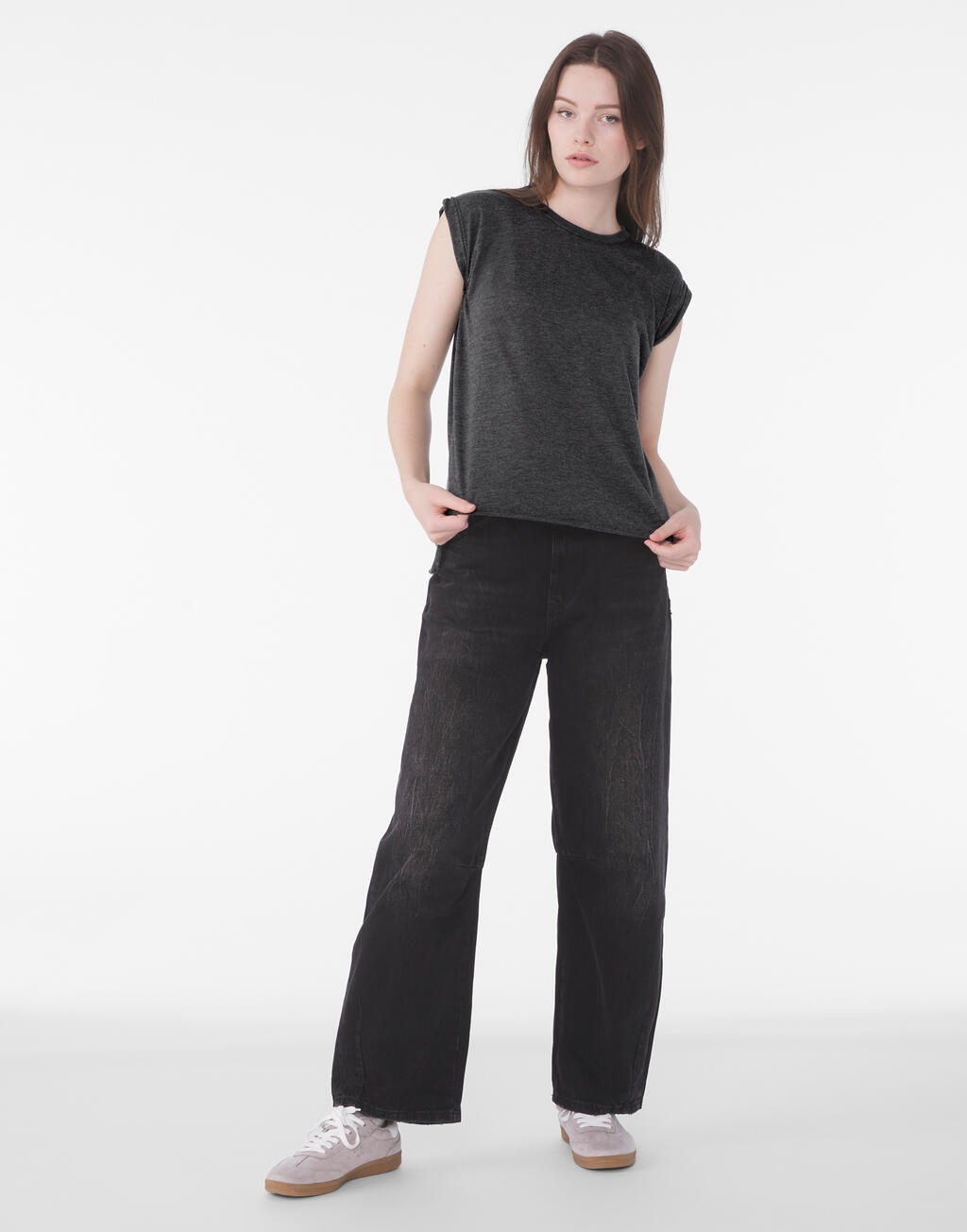  Bella Camiseta mujer manga enrolladasotro