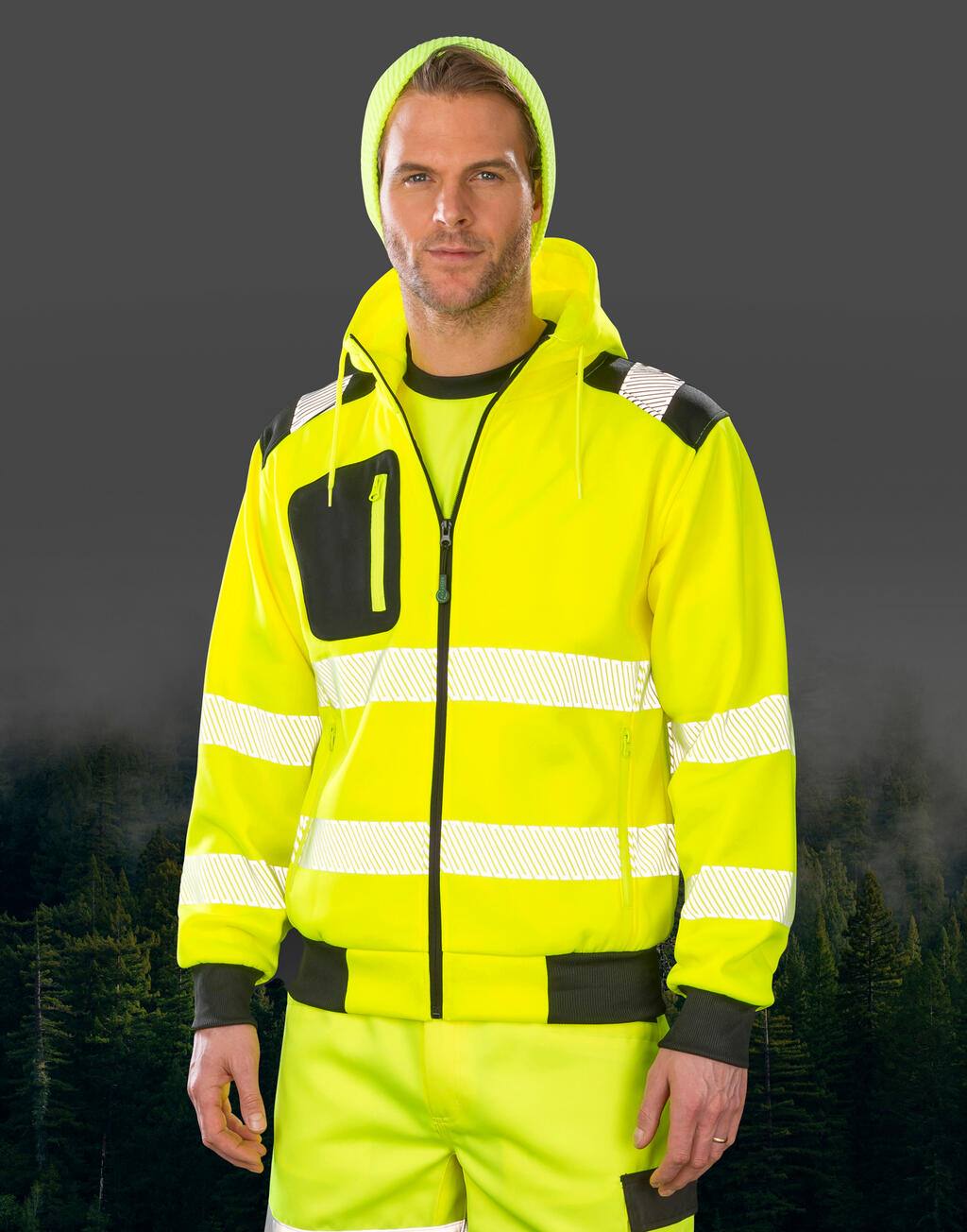 Sudadera de seguridad reciclada con cremallera 