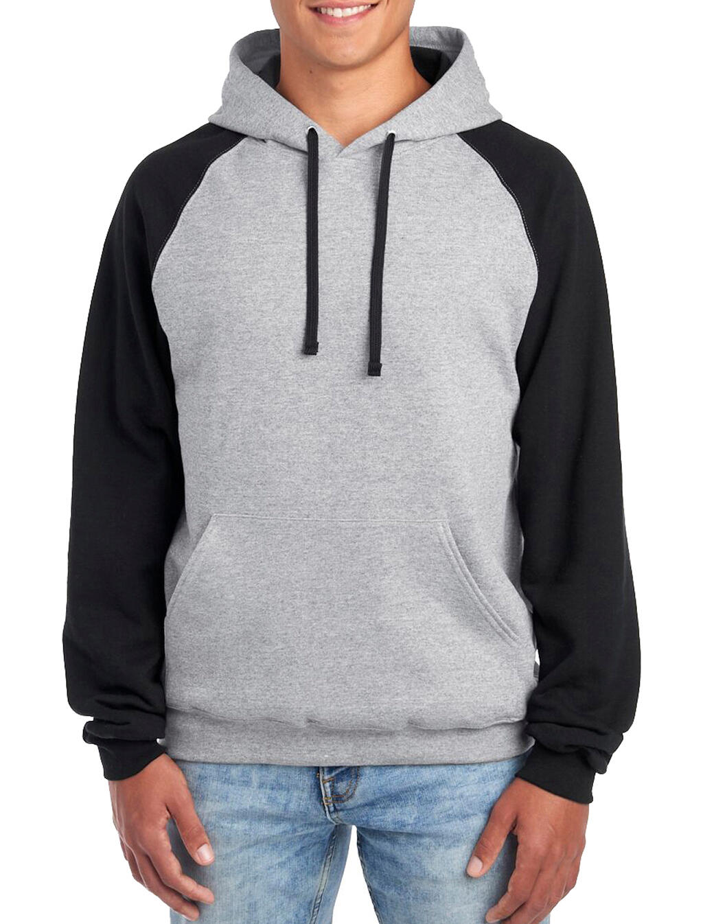NuBlend Colour Block Raglan Hooded Sweatshirt Oxford / Black