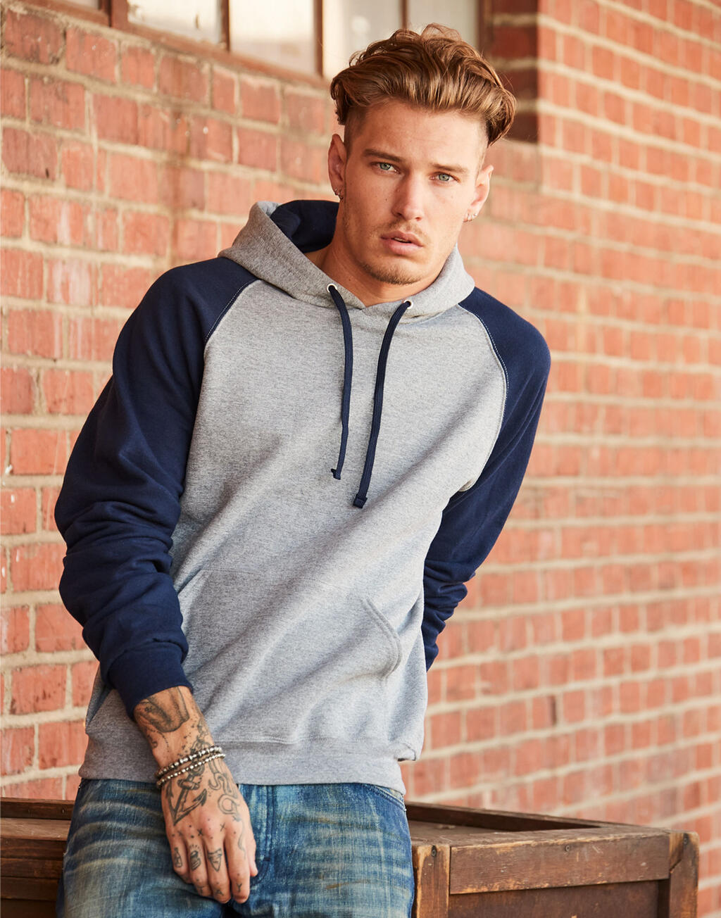  Jerzees NuBlend Colour Block Raglan Hooded Sweatshirt