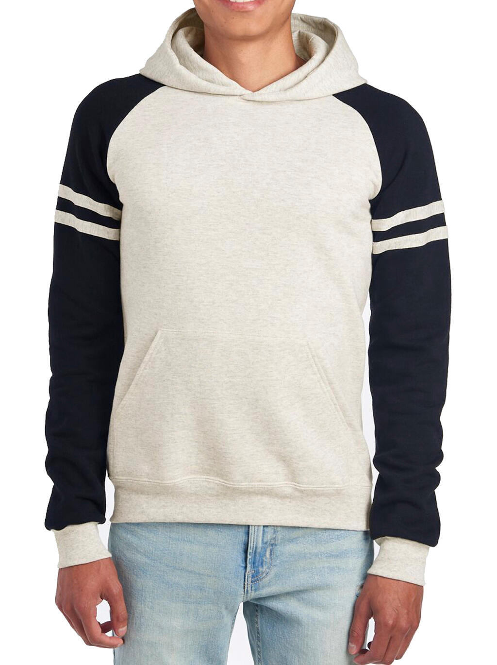 NuBlend Varsity Colour-Block Hooded Sweatshirt Oatmeal Heather / Black Ink