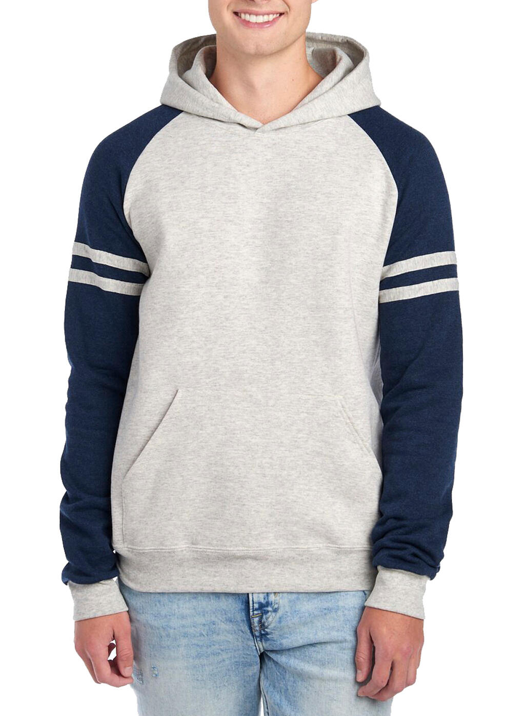NuBlend Varsity Colour-Block Hooded Sweatshirt Oatmeal Heather / Indigo Heather