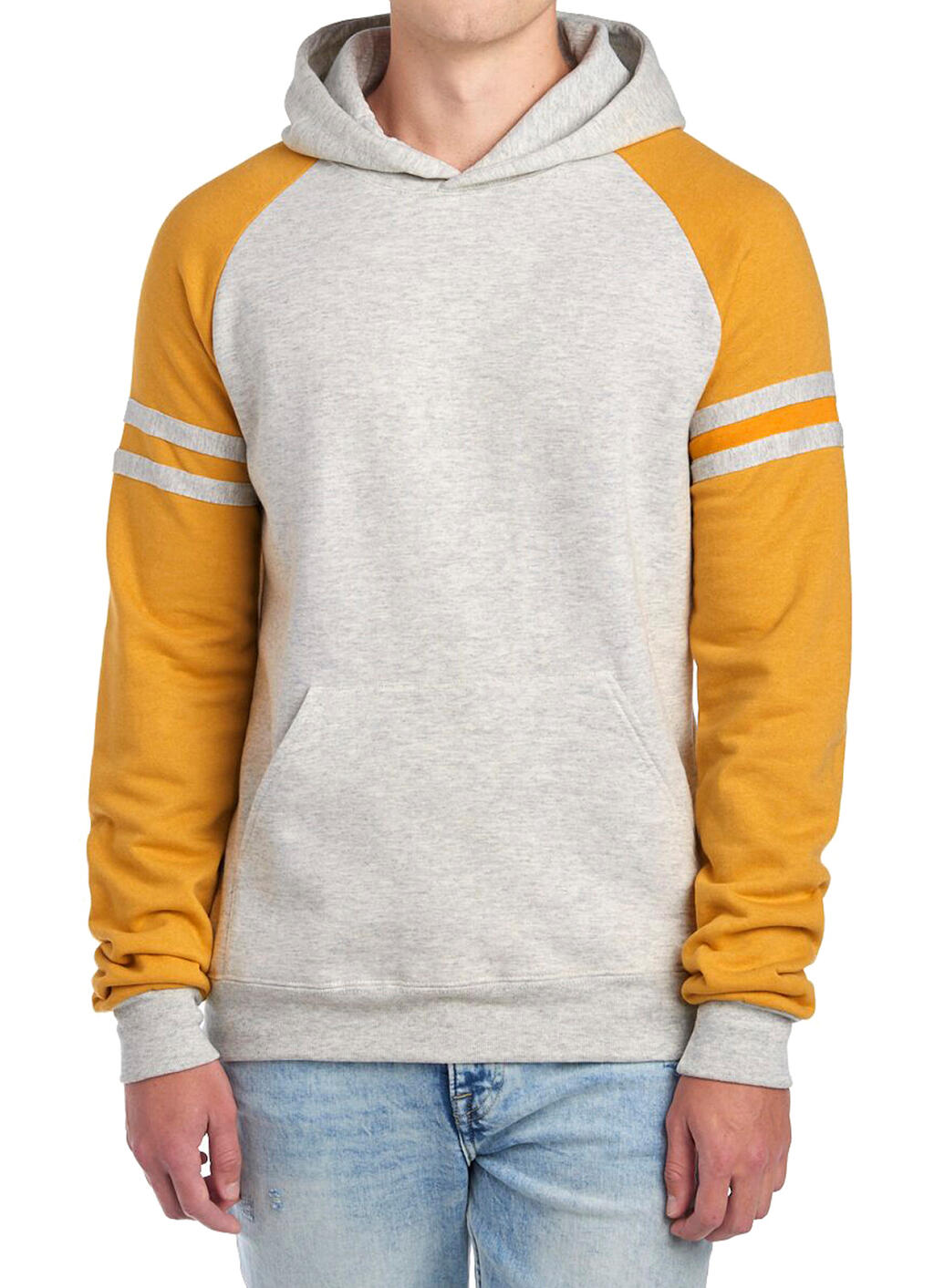 NuBlend Varsity Colour-Block Hooded Sweatshirt Oatmeal Heather / Mustard Heather