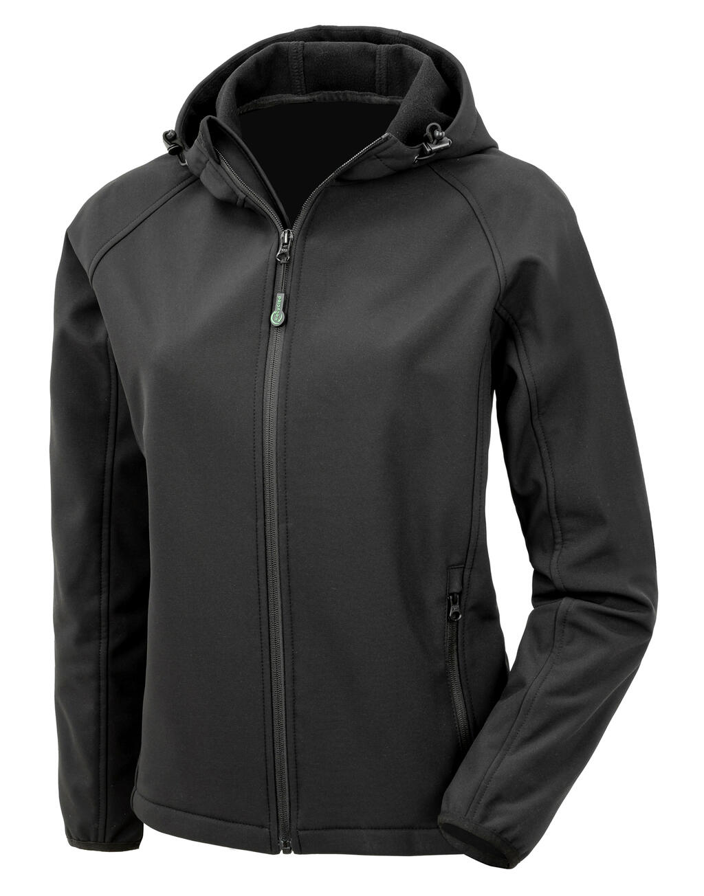 Softshell reciclado de 3 capas con capucha mujer Black