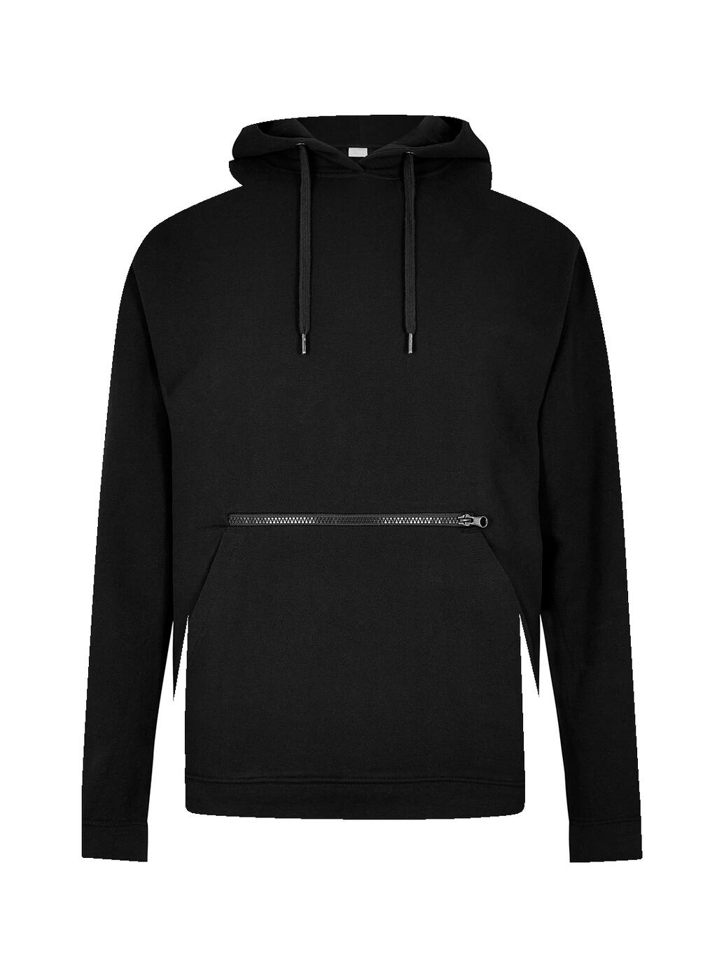 Sudadera Piqué con Capucha y Bolsillos Black