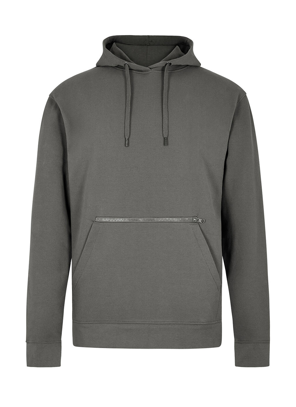 Sudadera Piqué con Capucha y Bolsillos Dark Grey