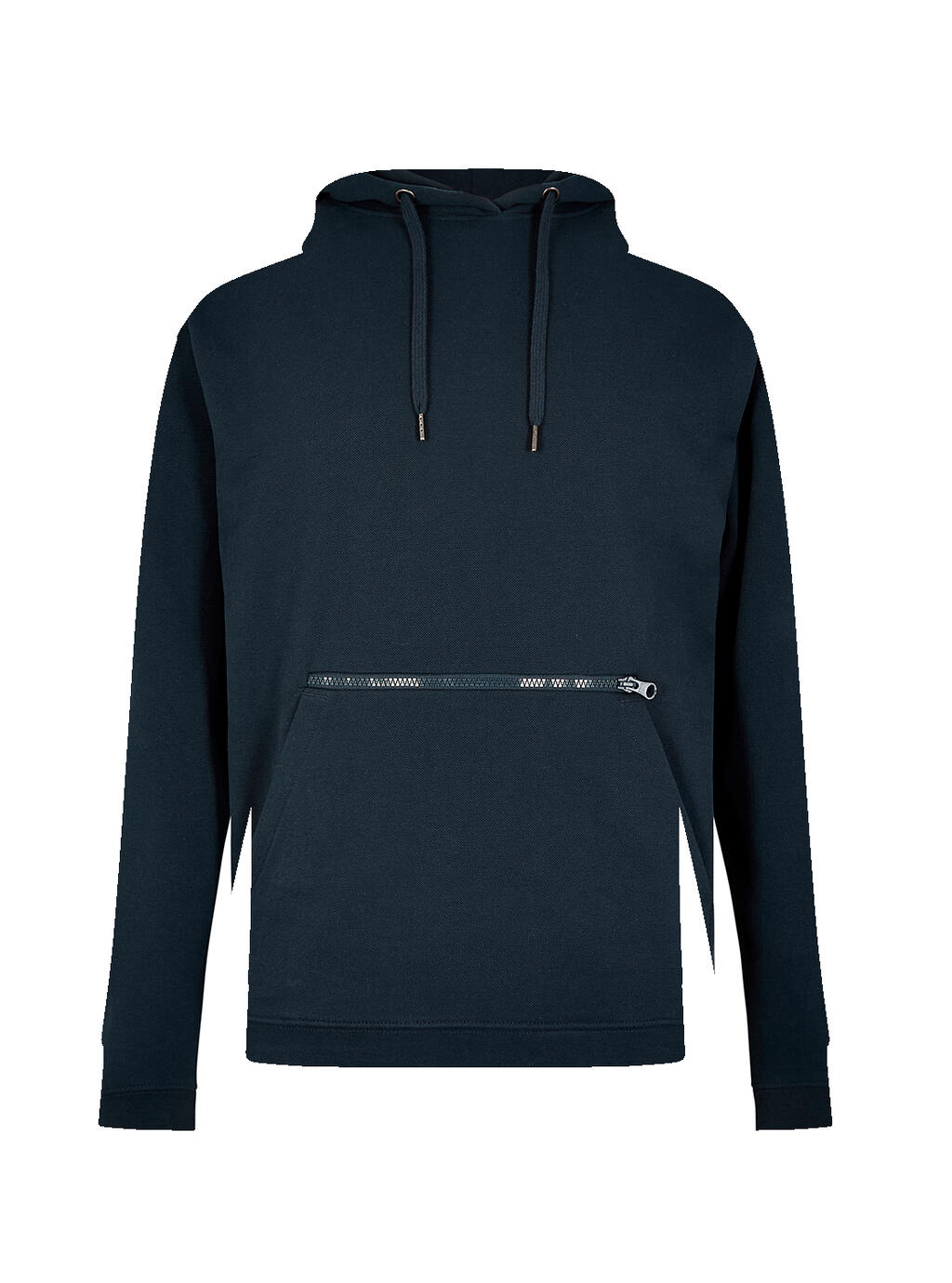 Sudadera Piqué con Capucha y Bolsillos Navy