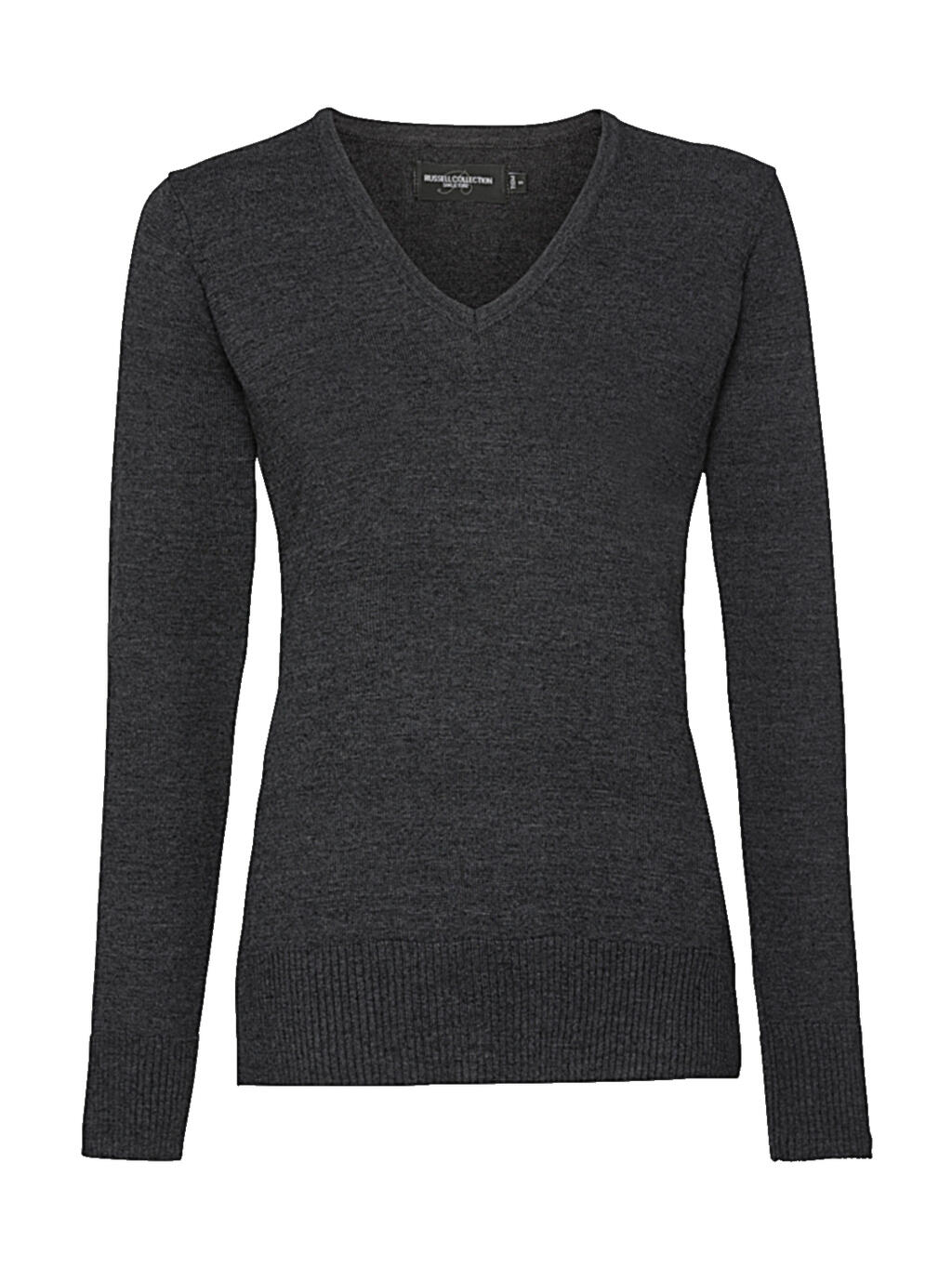 Jersey de punto cuello V mujer Charcoal Marl