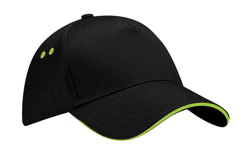 Gorra 5 paneles - Visera Sandwich Ultimate Black/Lime Green