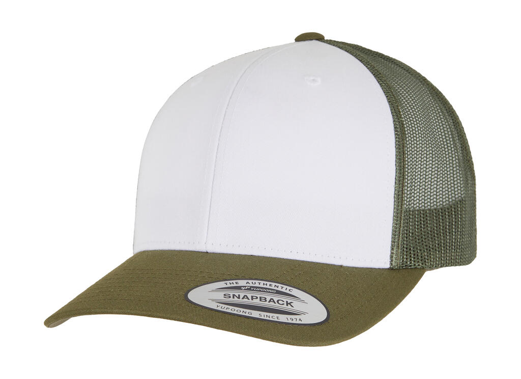 Retro Trucker Frontal de color Mossgreen/White/Olive
