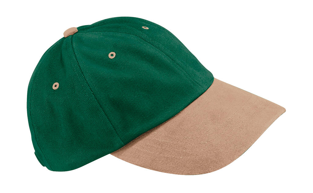 Gorra algodón peinado Heavy perfil bajo Forest Green/Taupe