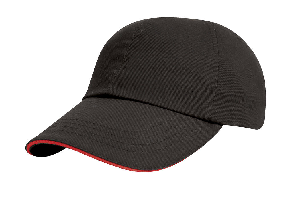 Gorra algodón sarga 6 paneles niño Black/Red