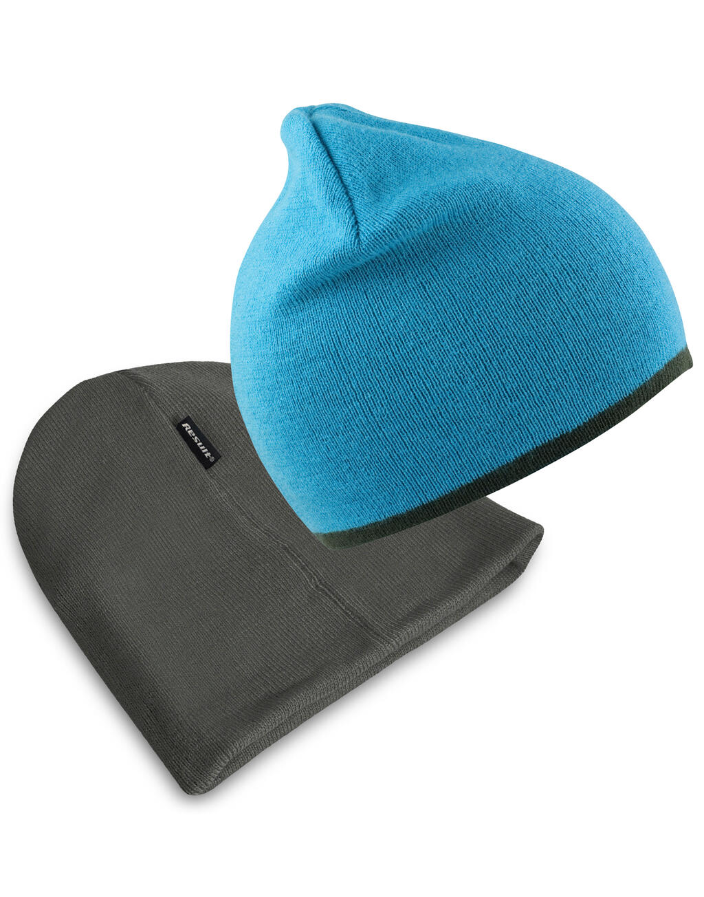 Gorro de punto contrastado Aqua/Grey