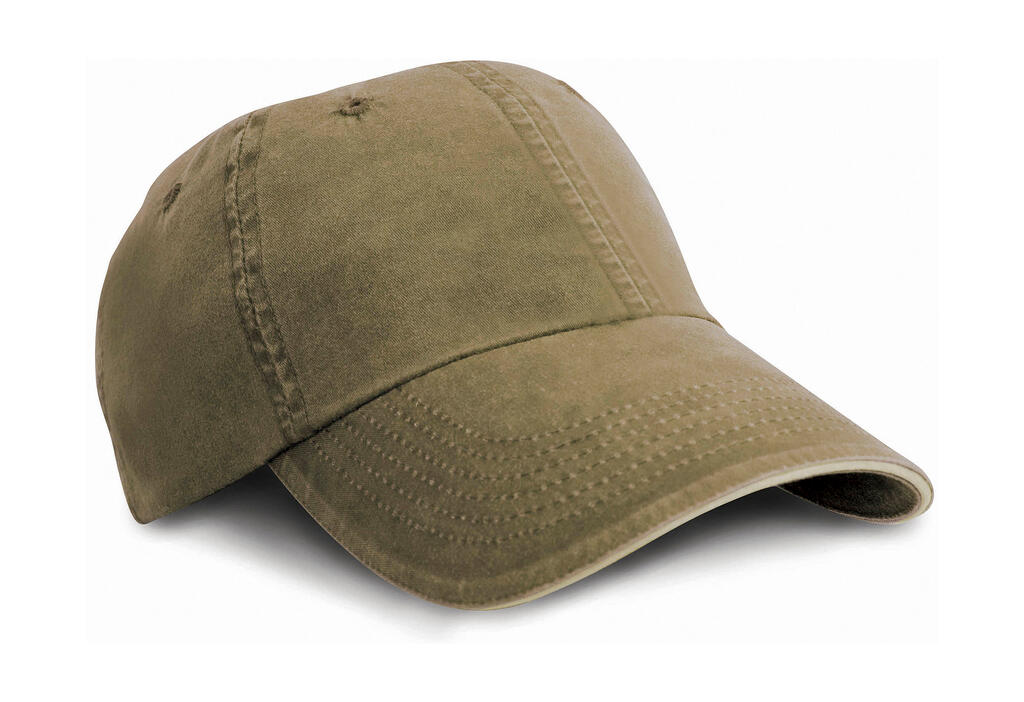Gorra algodón sarga 6 paneles Olive/Stone