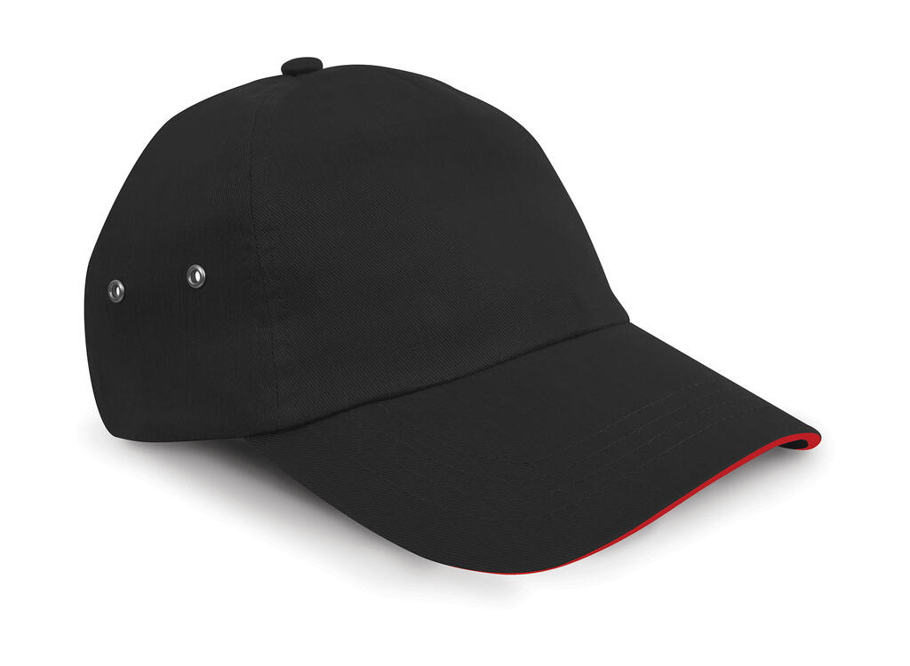 Gorra Sandwich terciopelo 5 paneles Black/Red