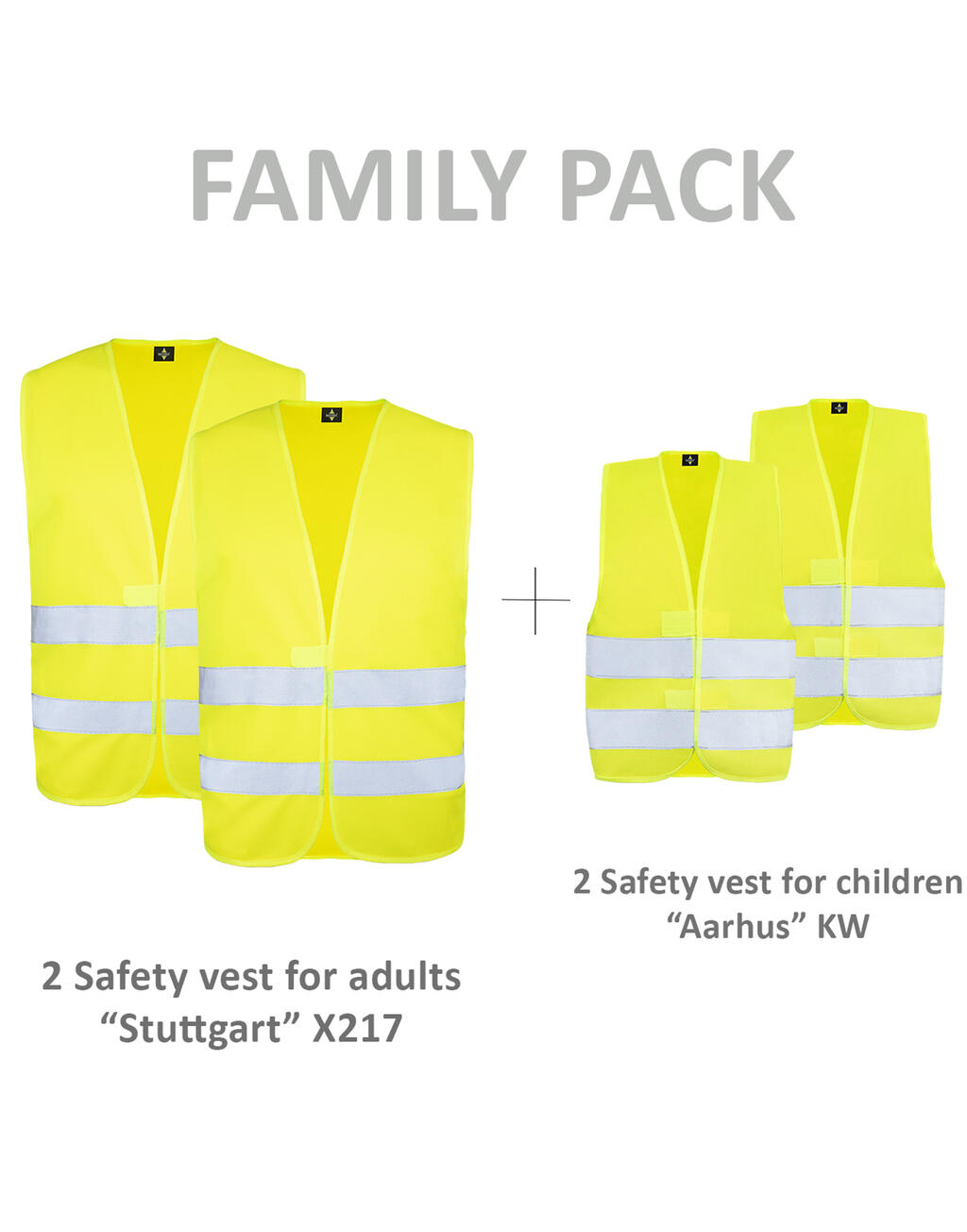  Korntex Paquete familiar chalecos básicos de seguridadotro
