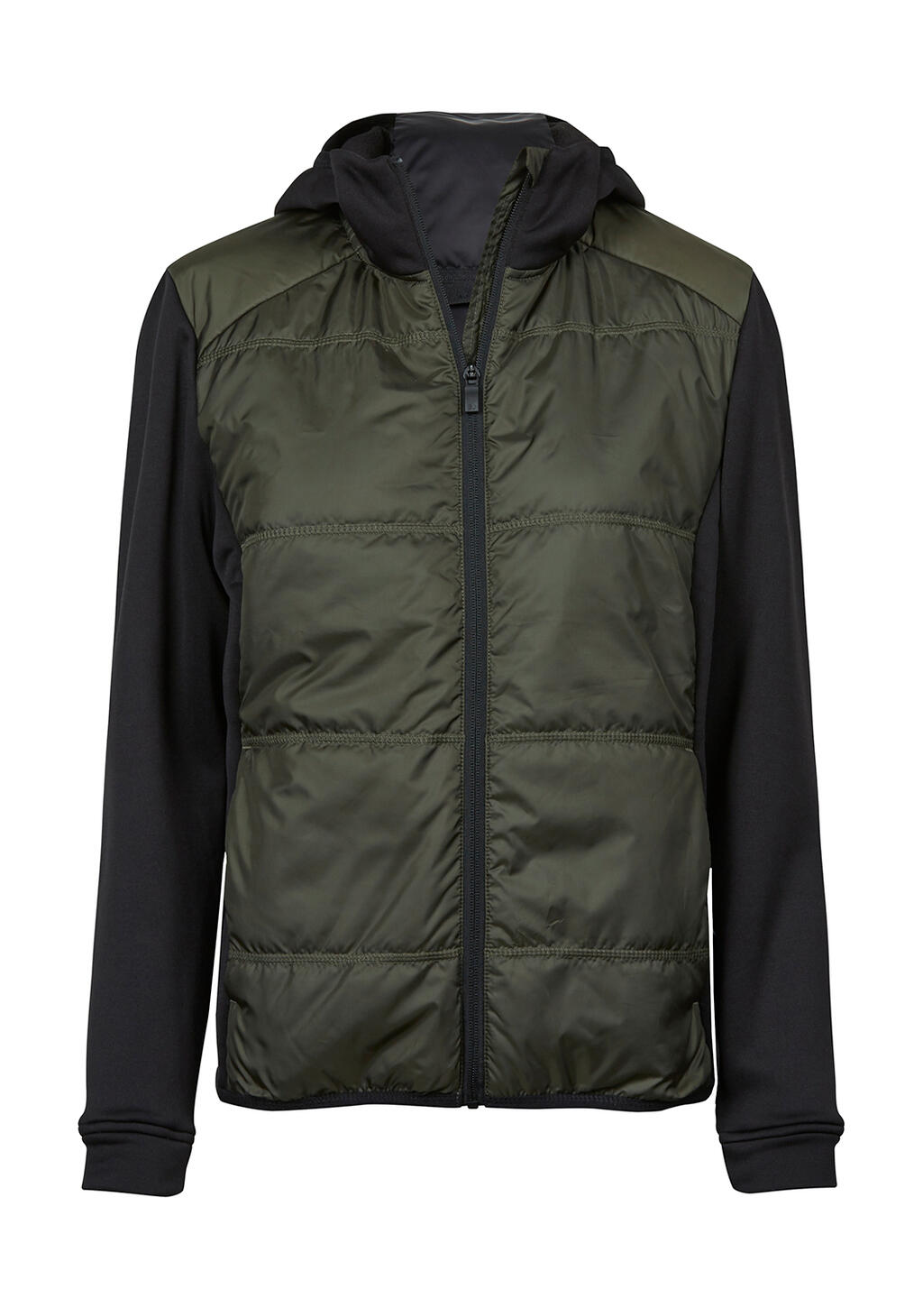 Chaqueta con capucha dos materiales mujer Deep Green/Black