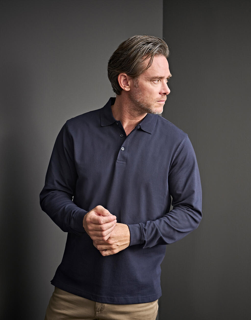  Tee Jays Polo orgánico de manga larga Luxury hombre