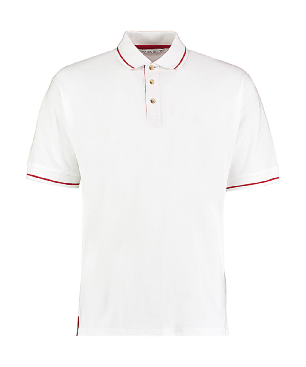 Polo piqué cuello rayado Classic Fit White/Bright Red