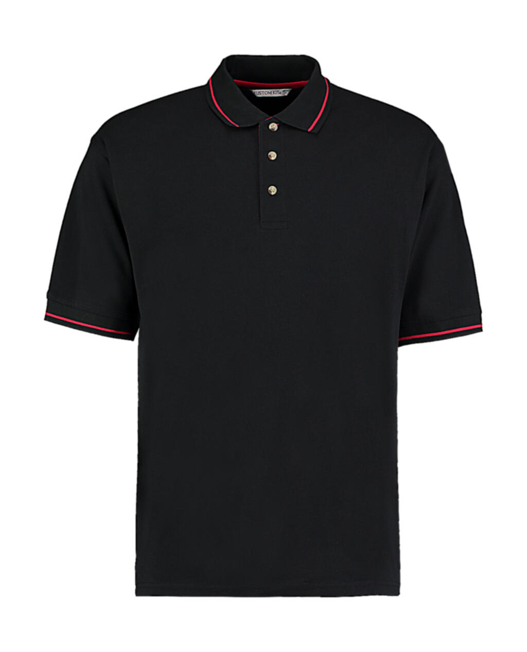 Polo piqué cuello rayado Classic Fit Black/Red