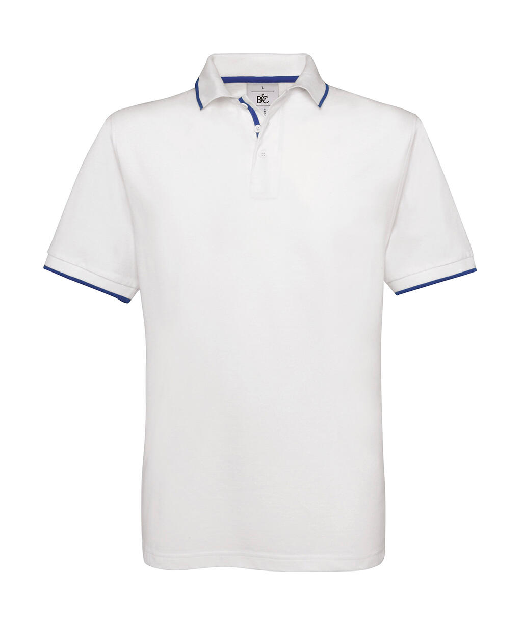 Polo piqué cuello rayado Safran Sport White/Royal