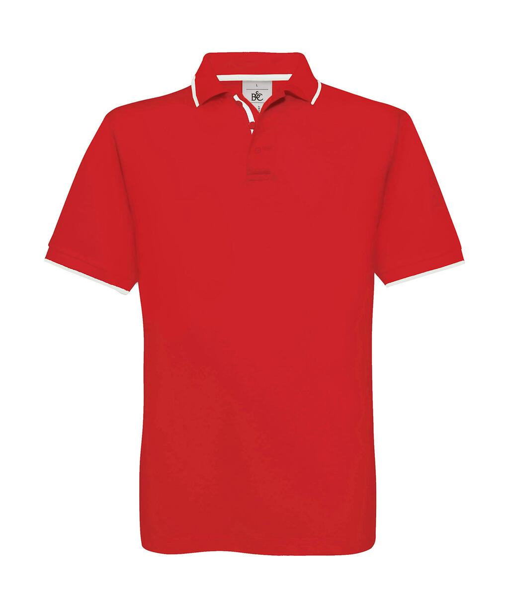 Polo piqué cuello rayado Safran Sport Red/White
