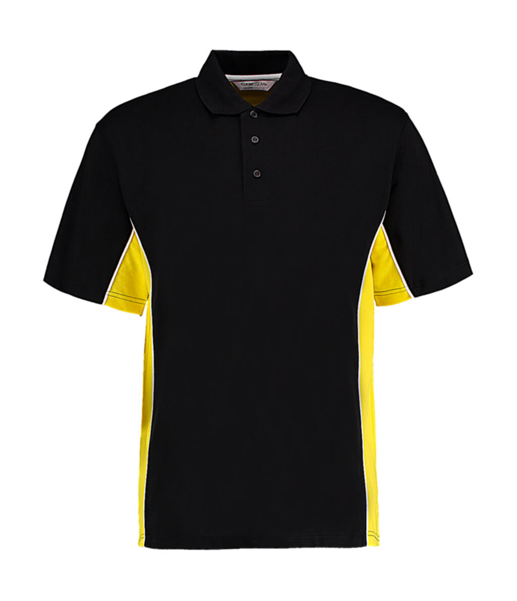 Polo Track hombre Classic Fit Black/Yellow/White