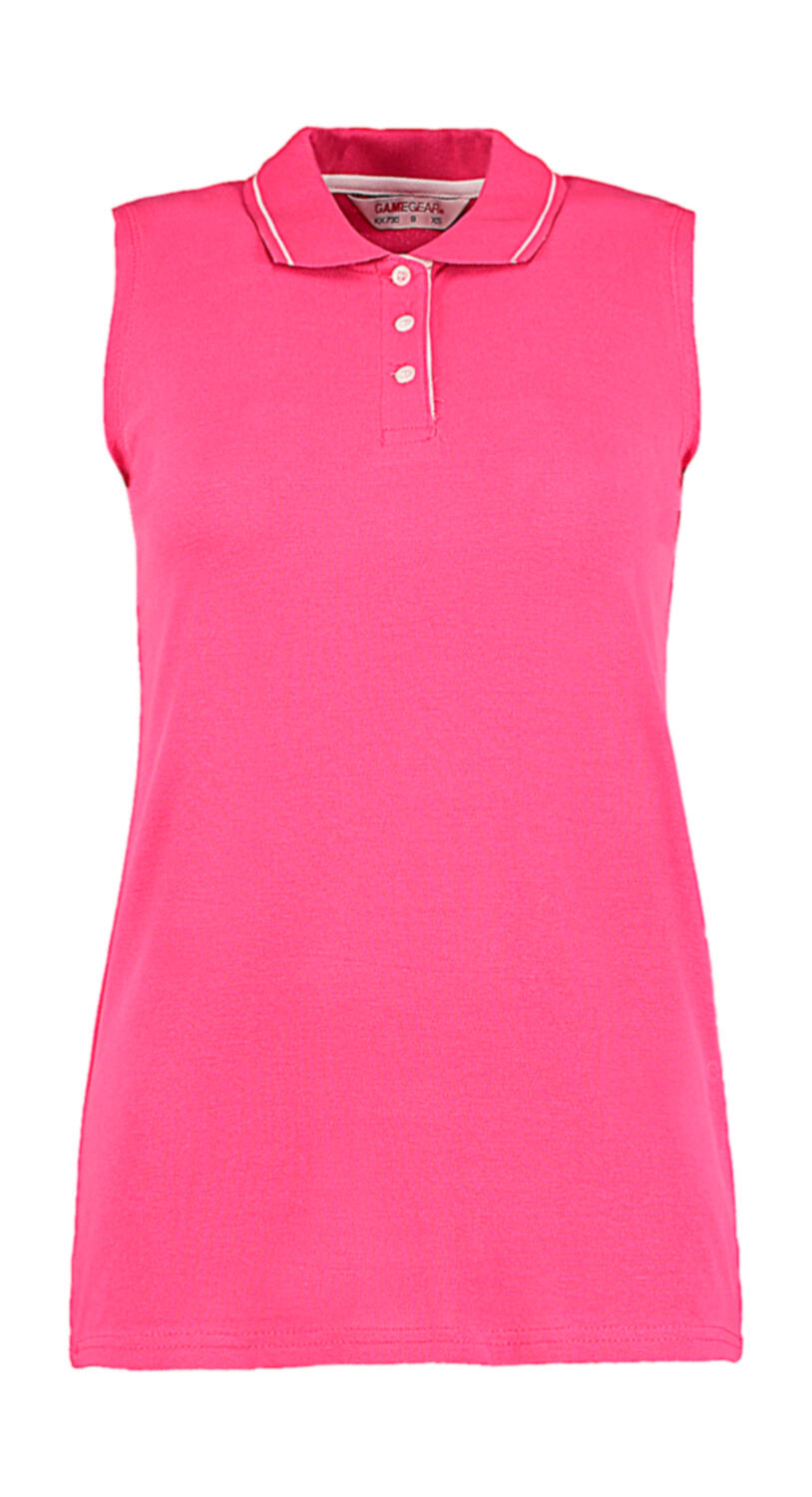 Polo sin mangas mujer Classic Fit Raspberry/White