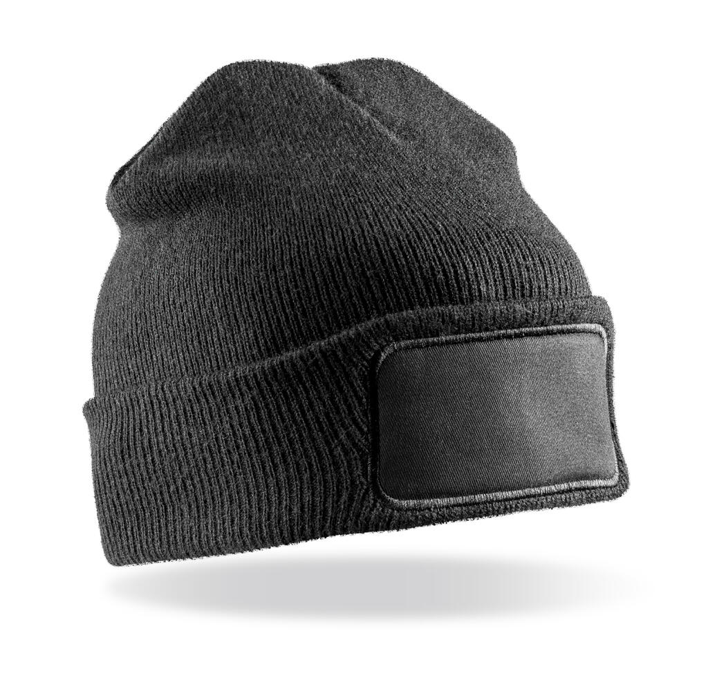 Gorro de doble punto reciclado imprimible Black