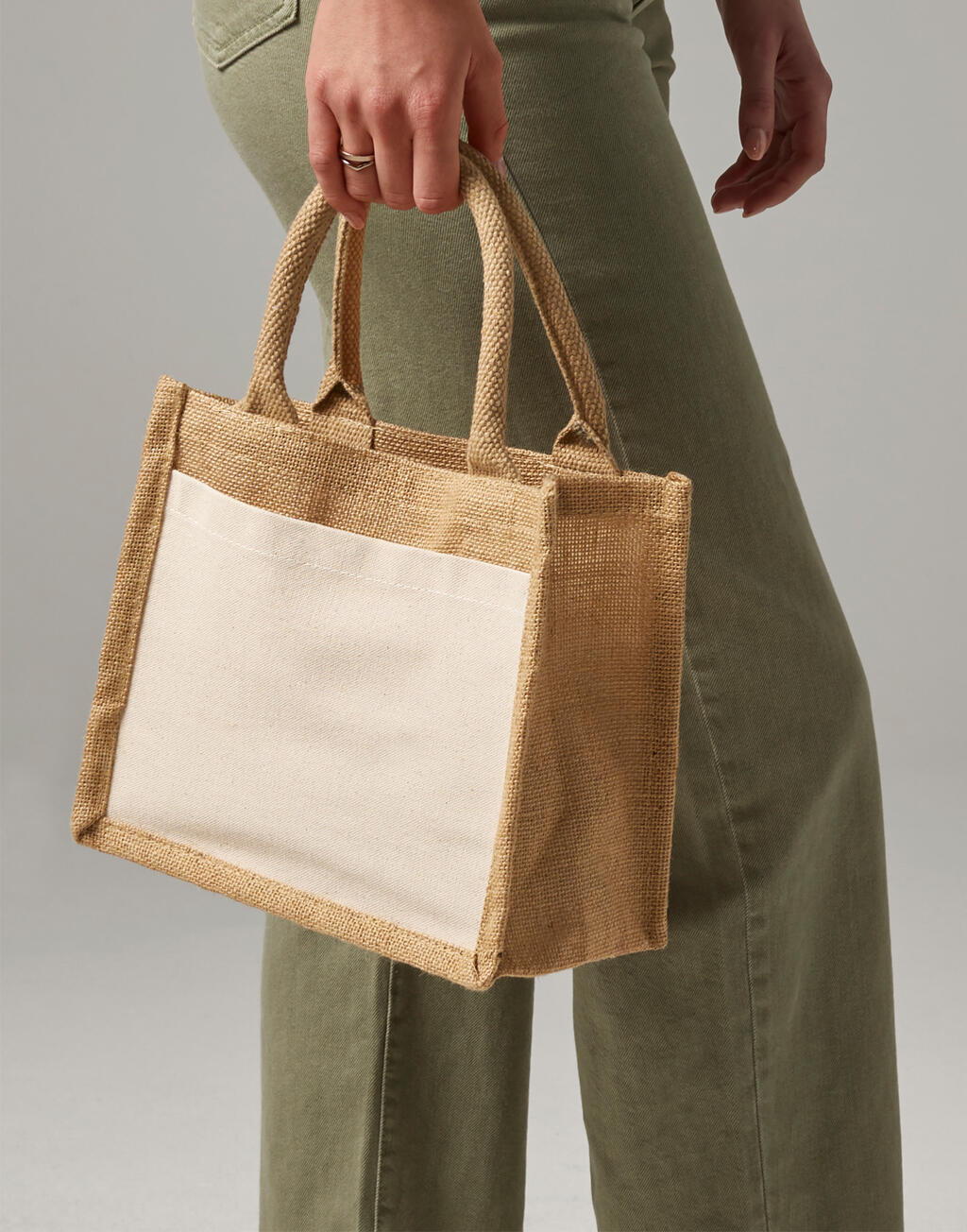 Bolsa pequeña de yute y algodón 